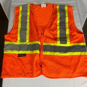 Radians Safety Vest ANSI Class 2 Orange Reflective Zip Mesh Size L